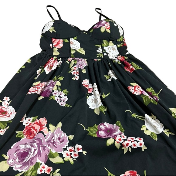 Band of Gypsies Floral Bustier Corset Spaghetti Strap Sundress Roses Black Small - Picture 8 of 11